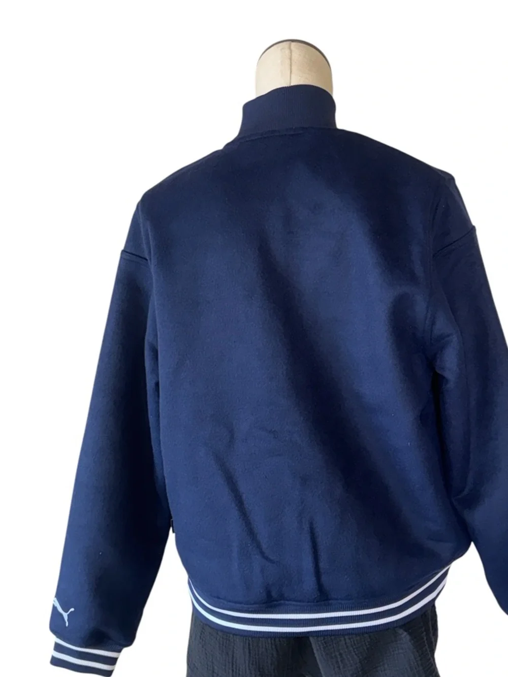 NWT Puma Hooperhotline Men’s  Varsity Reversible Snap Button Jacket Wool Navy S